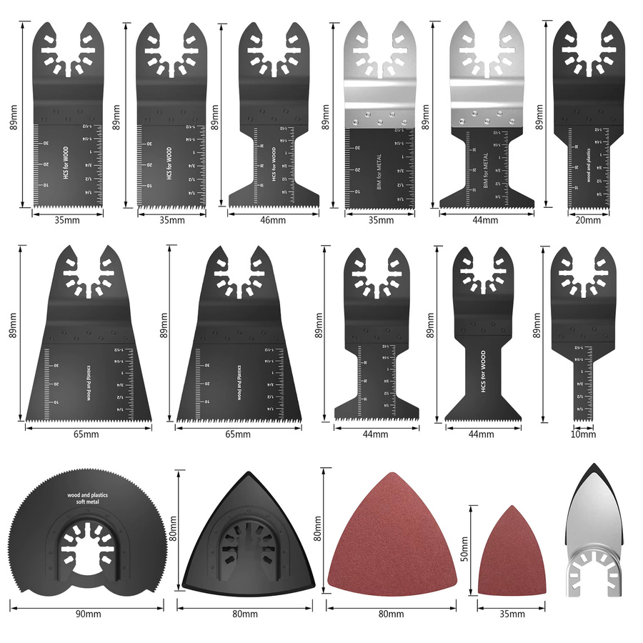 Toorise 56-teiliges Multi-Tool-Sägeblatt-Set aus High Carbon Stahl mit Schnellverschluss für Holz, Kunststoff und Metall in Multicolor - Bild 3