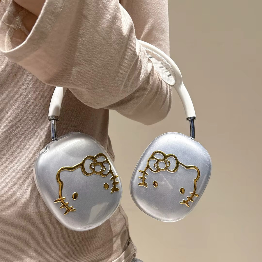Sanrio Hello Kitty Silikon-Schutzhülle für Apple AirPods Max 2, transparent mit Gold-Plattierung - Bild 3