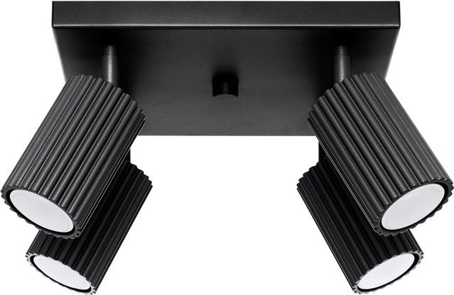 Licht-Erlebnisse Deckenstrahler Eckig Modern 4-Flammig Schwarz Aluminium B: 25 cm - Bild 1