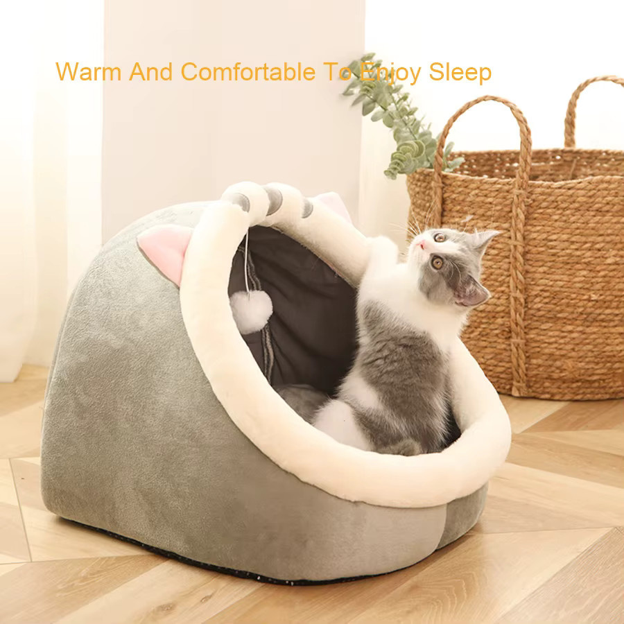 Booteely Katzenhöhle als gemütliches Katzenbett und Kuschelhöhle für Katzen und kleine Hunde, Grau, B/T/H: 31,0 x 30,0 x 28,0 cm - Bild 2