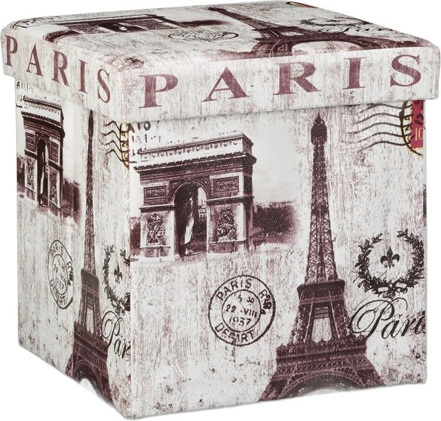 Relaxdays Sitzhocker Paris aus Kunstleder mit Stauraum, faltbar, Multicolour, B/T/H: 38 x 38 x 38 cm - Bild 1