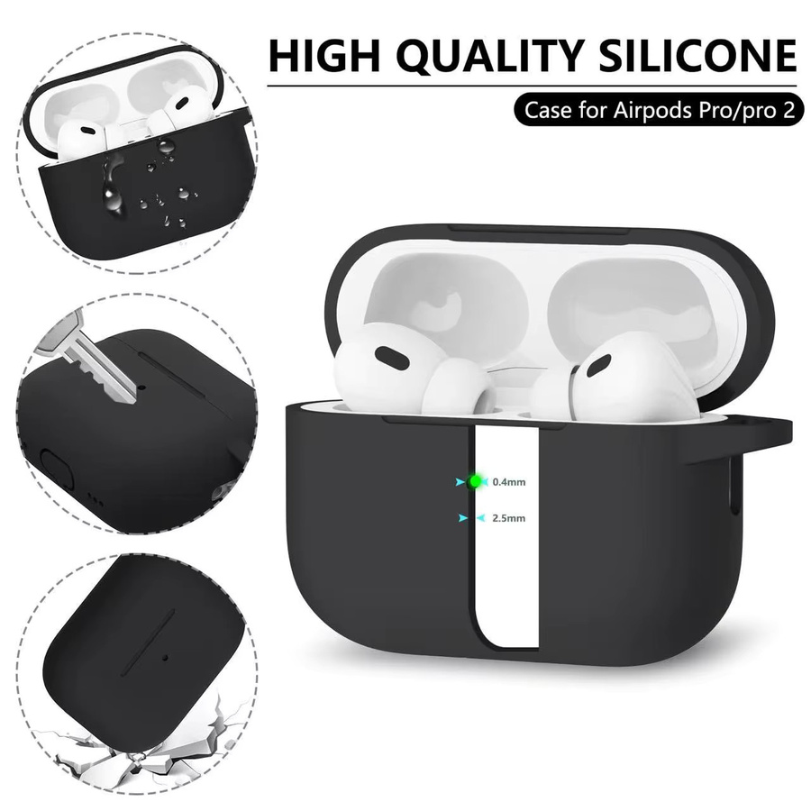 Slim Silikonhülle für Apple AirPods Pro 3. Generation mit Handgelenkband in Pink und Black - Bild 3