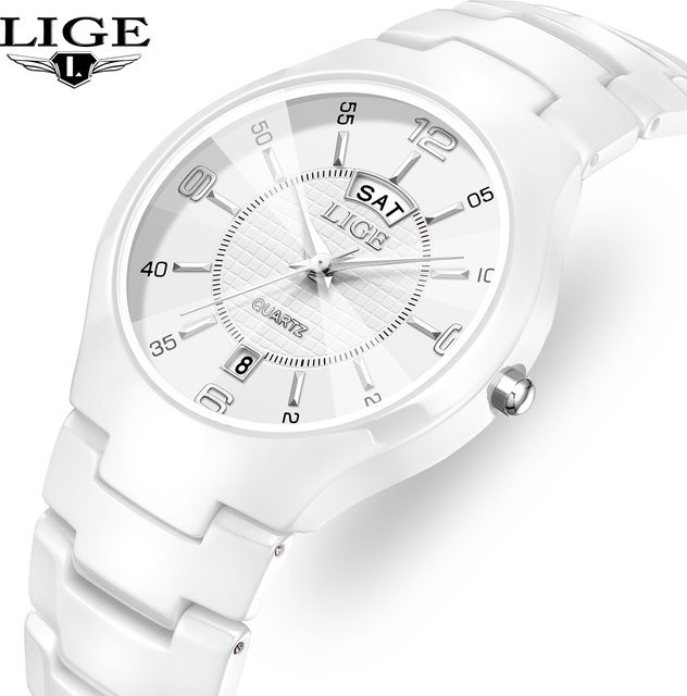 LIGE Armbanduhr, Keramik, Quarz, Weiß, Damen - Bild 1