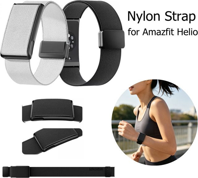 SZKOSTON Uhrenarmband Nylon, Schwarz, Amazfit Helio, Unisex - Bild 1
