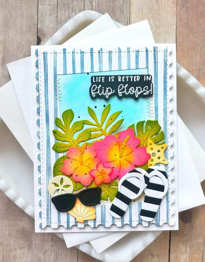 Metall-Stanzformen und transparente Stempel Set mit Zitronen, Krabben und Seesternen für DIY-Grußkarten, Scrapbooking und Handarbeit - Bild 2