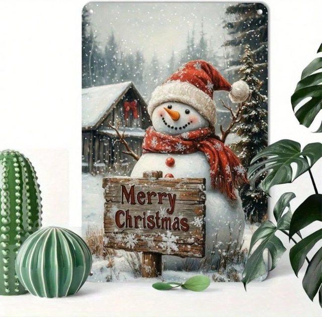 CIFBUY Winter Santa Aluminium Wanddekoration, 2D Metallkunst Poster für Weihnachten, B: 30,0 cm, H: 20,0 cm - Bild 1