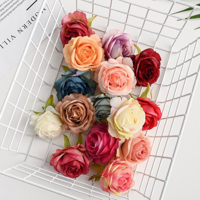 XIAOYINMO Seidenrosen als künstliche Blumenköpfe in Multicolour für DIY-Bastelbedarf und Tischdekoration - Bild 1