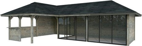 PALMAKO Pavillon Bianca Set 220 Slide aus Fichtenholz in Grau, B/H/T: 876 x 319 x 588 cm - Bild 1