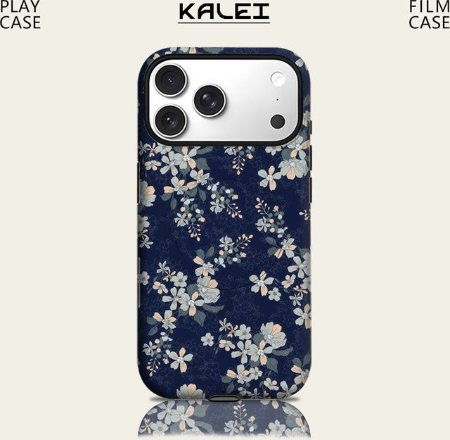 Potdemiel Handyhülle mit pastellfarbenen Blumen auf marineblauem Hintergrund für iPhone 17 16 15 14 13 Pro Max Plus, robuste doppelschichtige Hülle mit Magnetfunktion - Bild 1