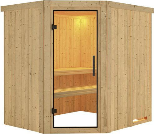 Karibu Sauna Talsen für 3 Personen aus Fichtenholz in Beige, B/T/H: 198 x 170 x 196 cm - Bild 1