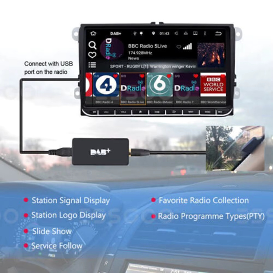 ESSGOO DAB+ Digitalradio-Box mit USB-Schnittstelle und Antenne für VW Autoradios, Schwarz - Bild 2