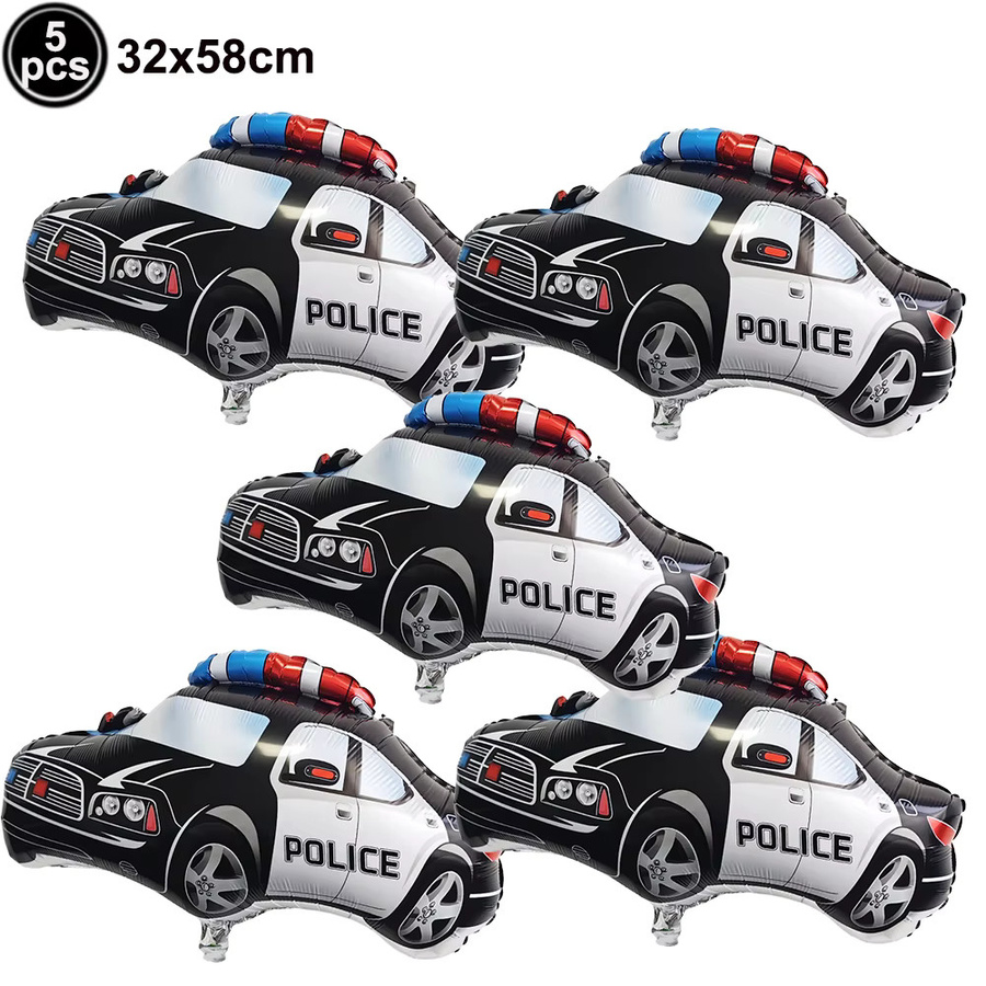 Polizeiauto-Partyballons mit Stern-Motiv und Zahlen 0-9 für deine Geburtstagsparty in Mehrfarbig - Bild 2