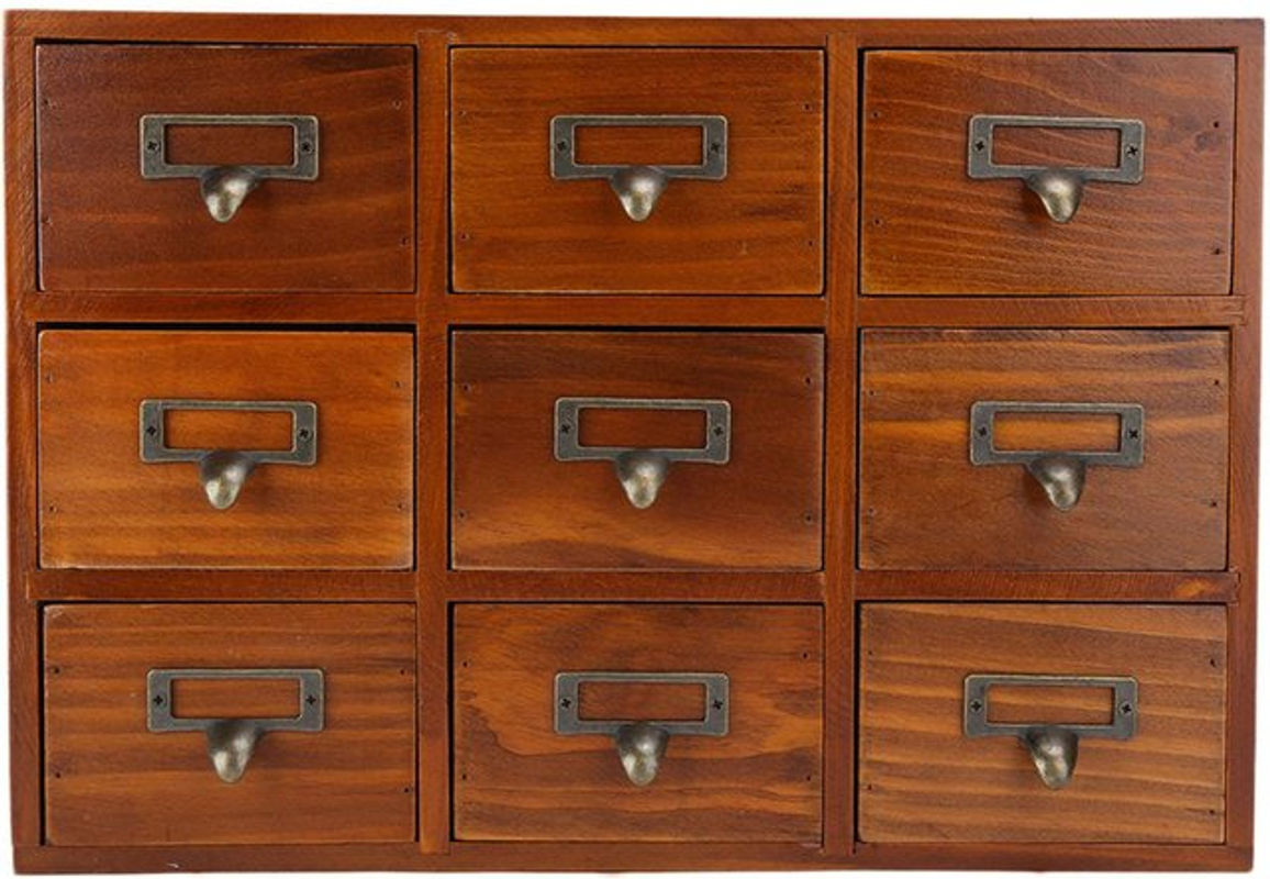 Neoglint Vintage Holz Desktop Storage Box in Braun mit mehreren Schubladen für Schmuck und Zubehör - Bild 1