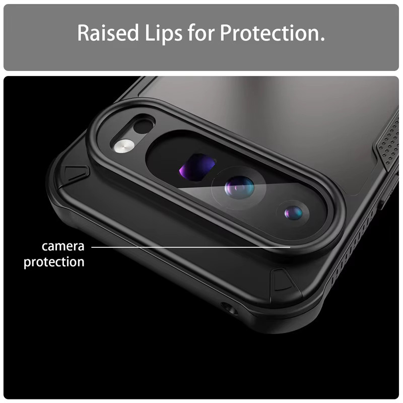 Google Hybrid-Rüstung Schutzhülle für Google Pixel 10, 9, Pro, XL, 8A in Transparent, Schwarz oder Lila, mattiert und stoßfest - Bild 2