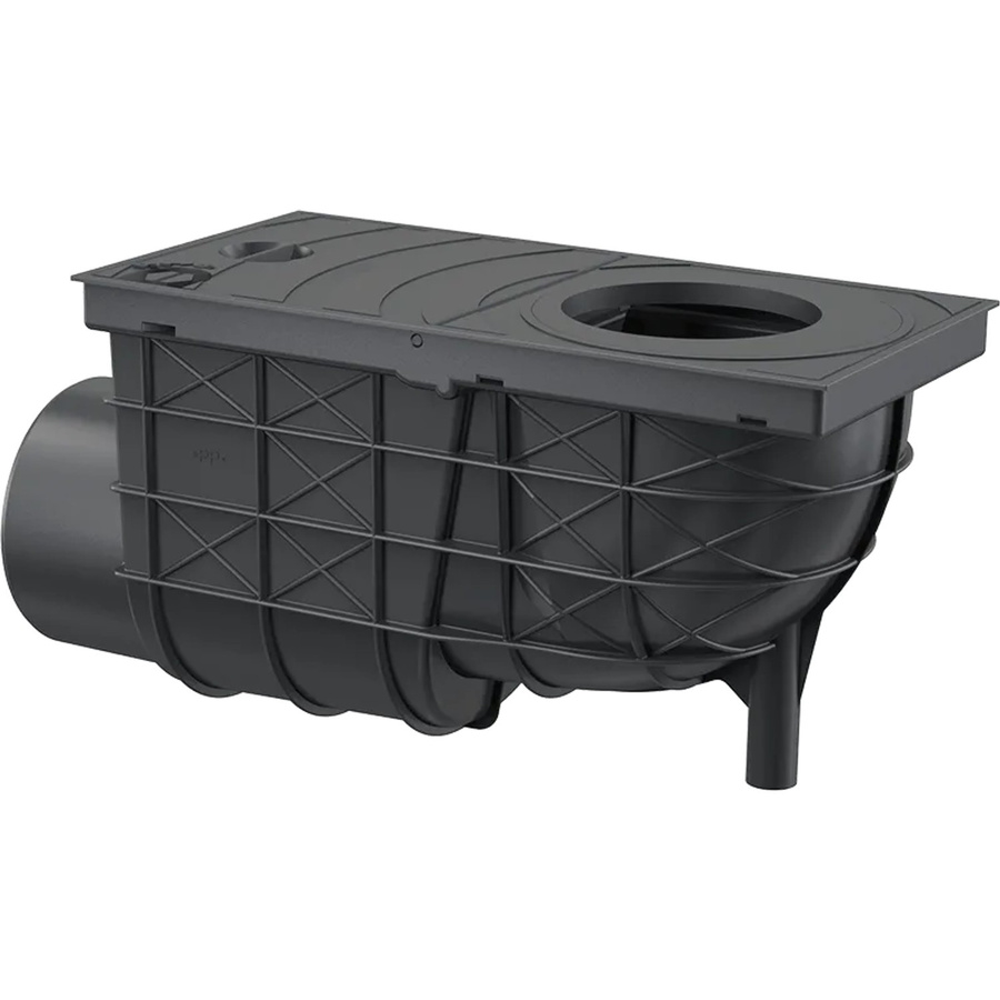Alcadrain Universal-Regensinkkasten aus Polypropylen in Schwarz mit waagrechtem Abgang, B/H: 300 x 155 mm, Anschluss: 110 mm - Bild 2
