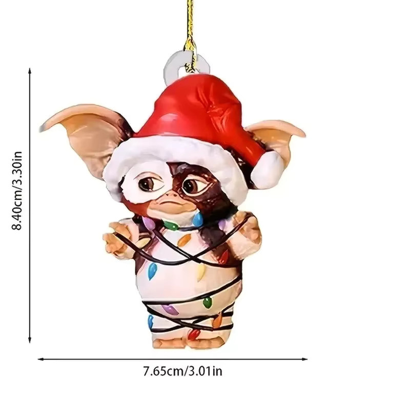 Gremlins Weihnachtsbaum Ornament aus Acryl als dekorativer Anhänger für Rückspiegel, Taschen und Schlüsselanhänger, Mehrfarbig - Bild 3