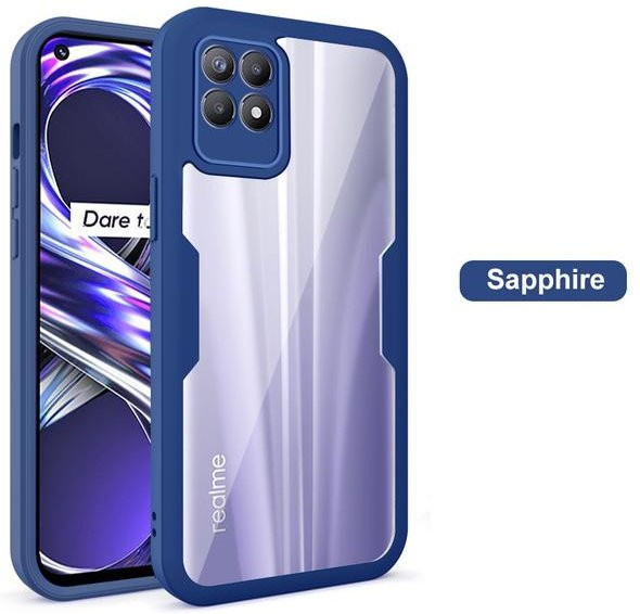 360 Grad Vollschutz Bumper Hülle mit Displayschutz für Realme 9 8 7 6 Pro Plus 9i 8i 7i C21 C25s C30 C33 in Transparent und Blau - Bild 1
