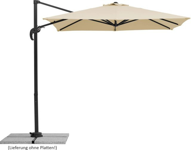 Schneider Ampelschirm in Beige mit Dreh- und Neigungsfunktion aus Aluminium und Polyester-Gewebe, B/T: 230 x 230 cm - Bild 1