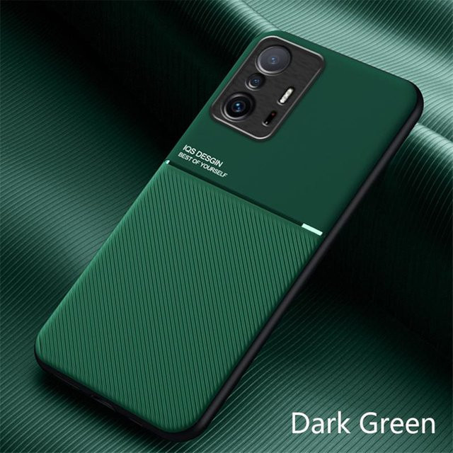 Magnetische Leder-Schutzhülle mit Kickstand für Xiaomi Mi 11T Pro in Grün - Bild 1