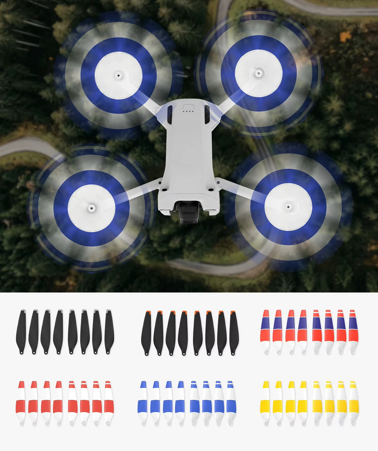 DJI 6030 Propeller Set für Mini 3 und Mini 3 Pro, 8 Stück geräuscharme Ersatzflügel in Silber mit Schnellverschluss - Bild 3
