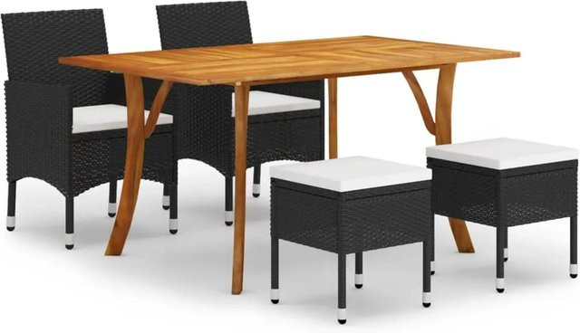vidaXL 5-teilige Garten-Essgruppe aus Akazien-Massivholz in Schwarz - Bild 1