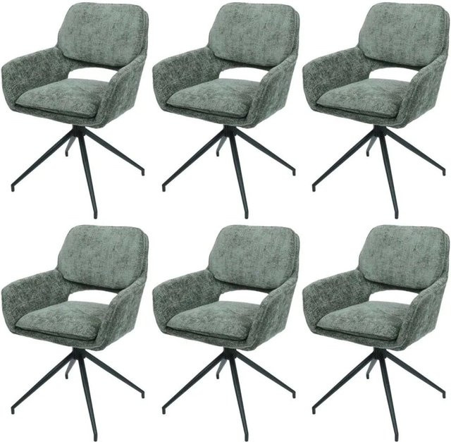 6er-Set MCW Esszimmerstühle N74 mit Auto-Return Funktion in Grün aus Stoff Chenille und Poplar-Holz - Bild 2