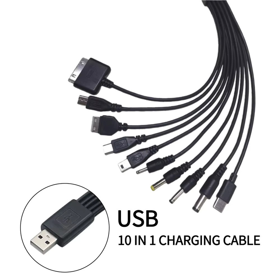 Universelles 10-in-1 USB-zu-Multi-Port Ladekabel in Schwarz für Samsung und Nokia - Bild 2