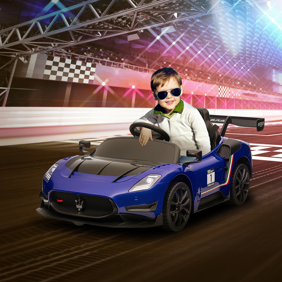 AIYAPLAY Maserati Kinder-Elektroauto mit Licht und Sound, Blau, 3-5 Jahre - Bild 2