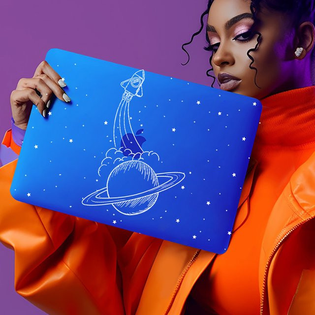 3D Planet Laptop-Hülle mit Planeten-Design für MacBook Air 13 und 15 Zoll (Modelle 2025, M2, M3, M4 Chip), Farbe: Blau - Bild 1