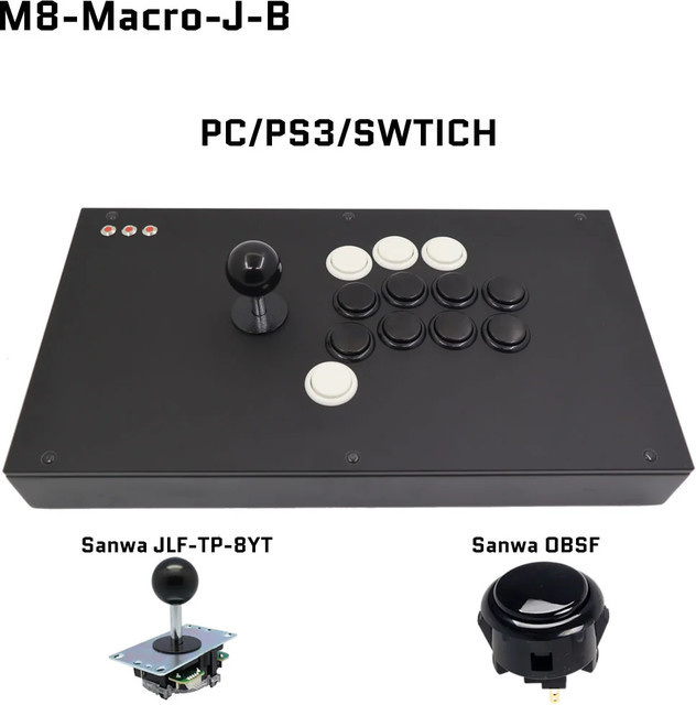 FightBox M8-Macro Hitbox Style Spielcontroller in Schwarz mit Sanwa Koreanischem Joystick und Makro-Aufnahmefunktion für PC und PS3 - Bild 1
