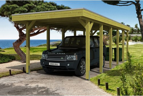 SKANHOLZ Carport Friesland braun, B/T: 314 x 860 cm, Firsthöhe: 241 cm, imprägniert - Bild 1