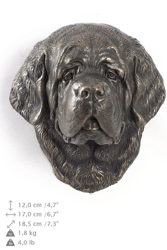 Art-Dog Bernhardiner Hundestatue als hängende Büste aus Kunstharz und Metall in Braun und Grau - Bild 3