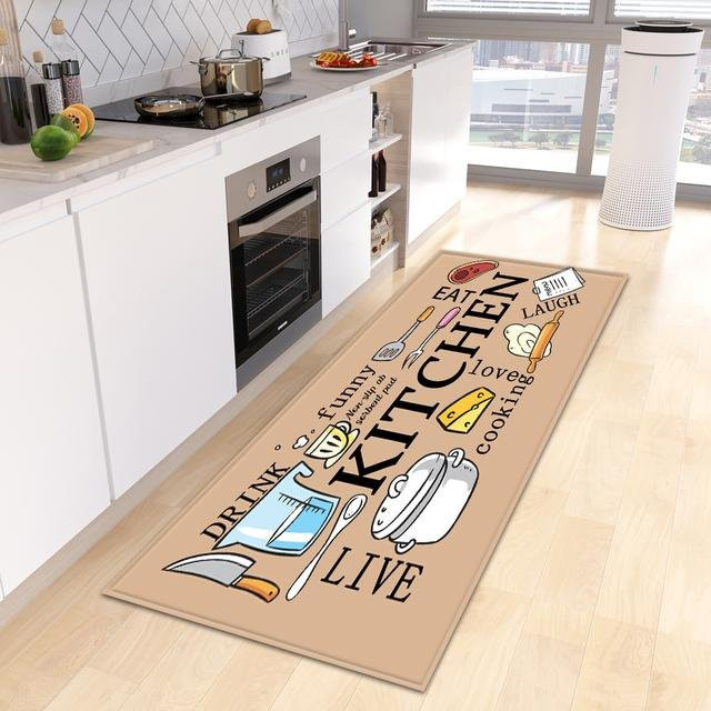 Karpetti Küchenbodenmatte und Fußmatte Set, Beige, Rutschfest und Waschbar, Polyester, B/T: 50 x 80 cm und 50 x 150 cm - Bild 1