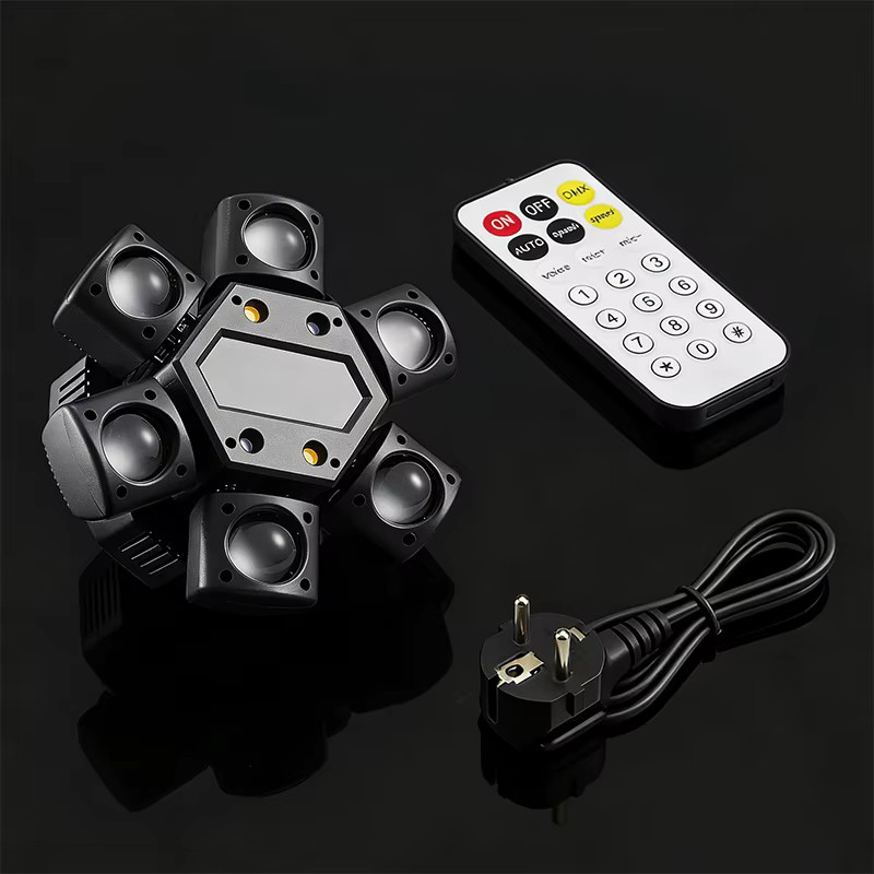 KYAAO Mini Sechsarmiger DJ Disco-Lichteffekt 80W RGBW Laser Stroboskop-Projektor, Multicolor, Soundgesteuert und DMX512 für Party und Club - Bild 2