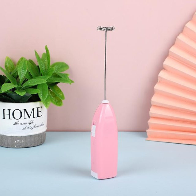 Chenxiaogang Elektrischer Milchaufschäumer Pink – Kabelloser Batteriebetriebener Kaffee-Mixer und Eierbecher aus Edelstahl und Kunststoff - Bild 1