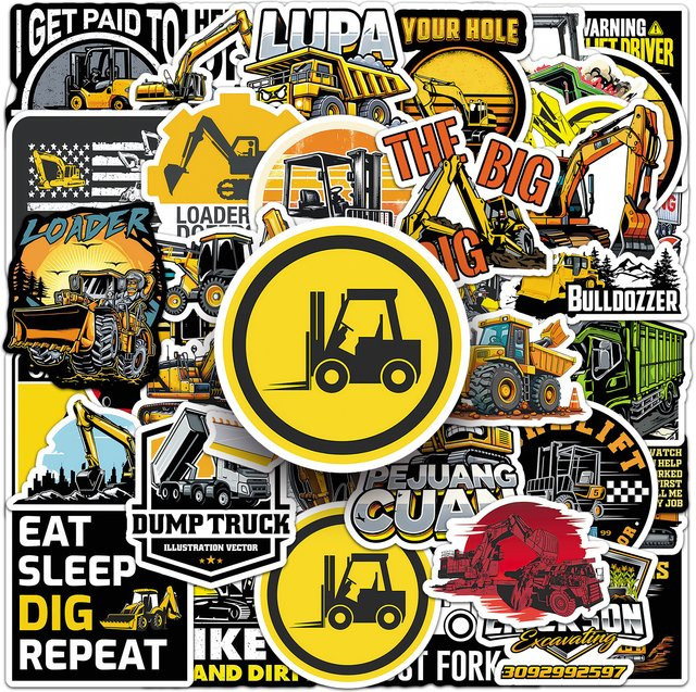 GOGOTU Baumaschinen-Graffiti-Aufkleber, Cartoon-Sticker, 50 Stück - Bild 1