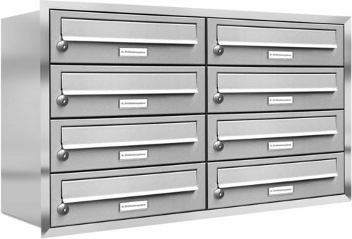 AL Briefkastensystem für 8 Parteien zur Unterputzmontage in Silber, B/H/T: 80,6 x 50 x 27,5 cm - Bild 1