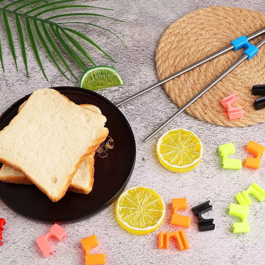 AlexHoumie Essstäbchen-Training Set mit Scharnieren für Anfänger und Erwachsene, 8 Stück, mehrfarbig - Bild 3