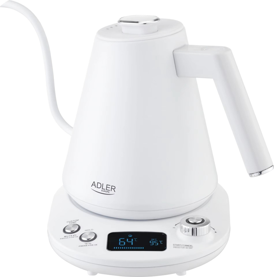 Elektrischer Wasserkocher Adler aus Edelstahl mit LED-Anzeige und einstellbarer Temperatur 40-100 °C, 1 l, weiß - Bild 4
