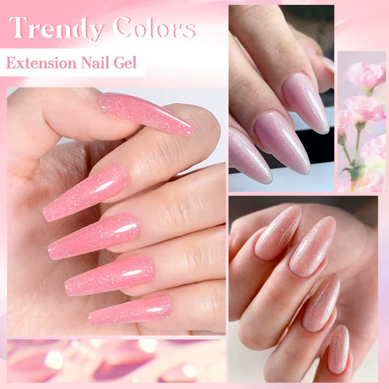 MEET ACROSS Nagelverlängerung Gel Kit, Rosa, Glänzend, 15 Stück - Bild 3