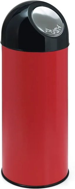 PROREGAL Klassischer Abfallbehälter mit Pushdeckel und Inneneimer, Metall, Rot, H x B x T: 84 x 31 x 31 cm - Bild 1
