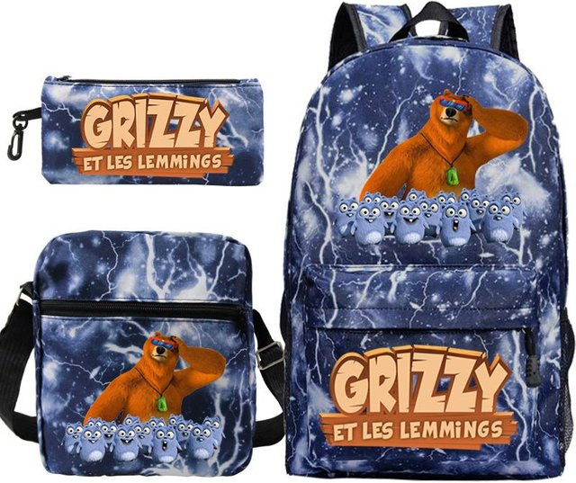 3-teiliges Schulrucksack-Set in Blau aus Oxford-Stoff mit Schultasche, Schultergurt und Federmäppchen - Bild 1