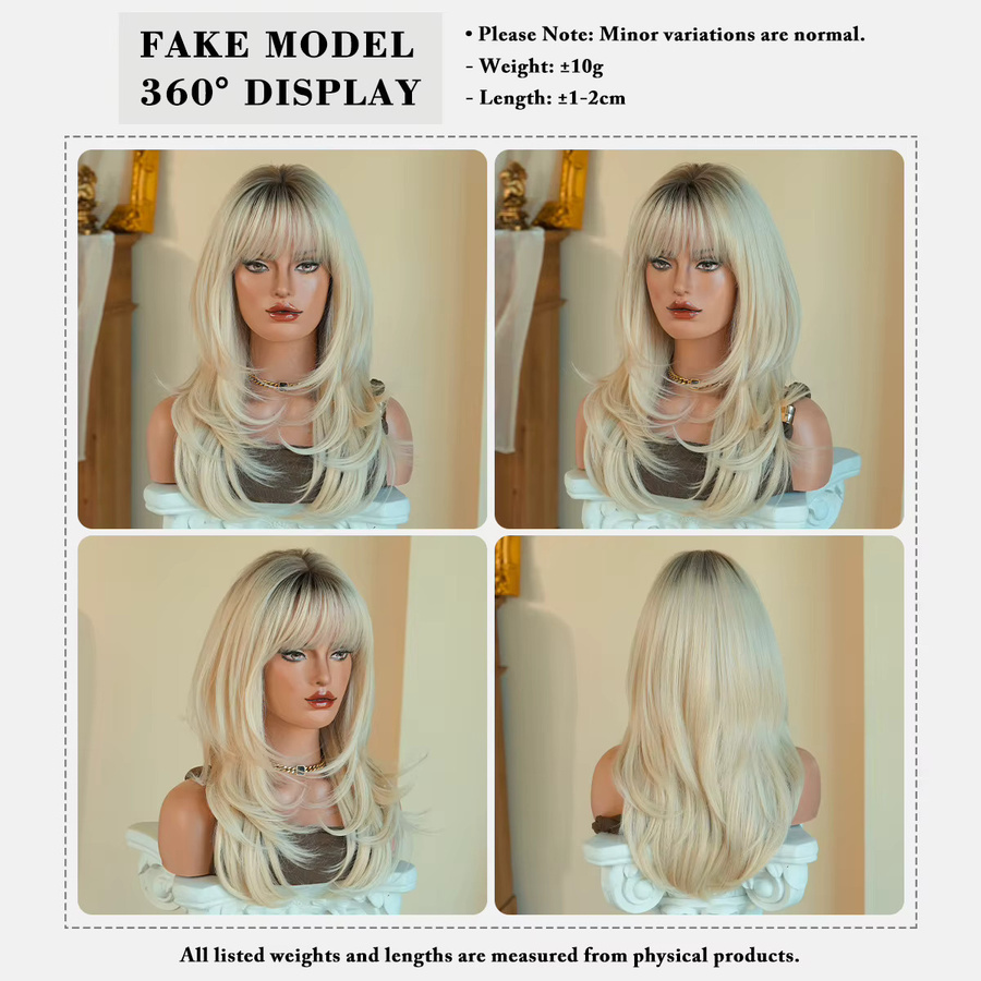 7JHH WIGS Perücke, aschblonde synthetische Perücke für Damen - Bild 3