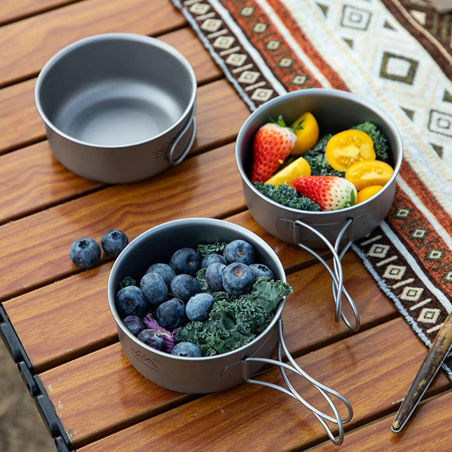 Naturehike Titan-Klapptopf mit Klappgriffen, ultraleichter Kochtopf aus Titan in Silber für Outdoor und Camping - Bild 5