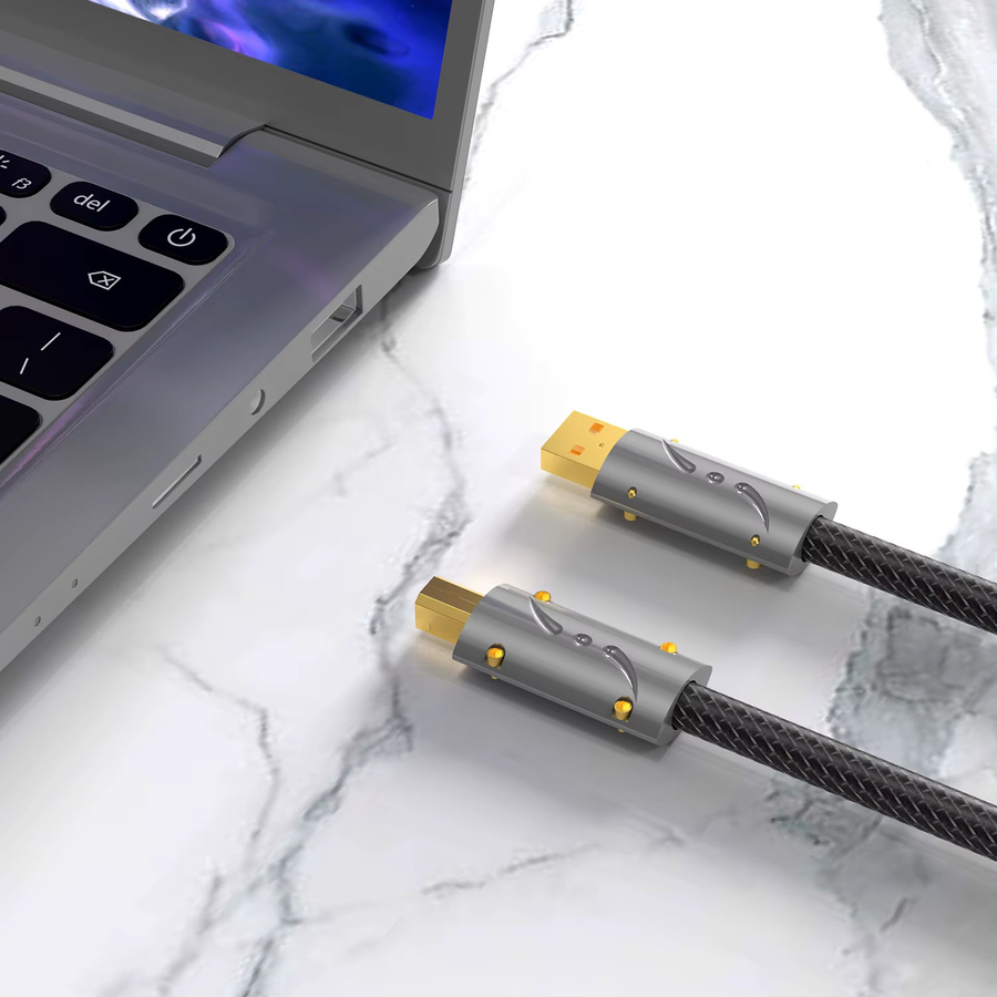 Viborg UC01 High-End USB 2.0 Audiokabel mit versilbertem OFC und vergoldeten Kontakten, USB A auf B für DAC Decoder, Schwarz - Bild 5
