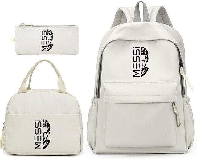 3-teiliges Schulrucksack-Set für Schüler aus Oxford-Stoff in Weiß mit Federmäppchen und Schultergurt - Bild 1