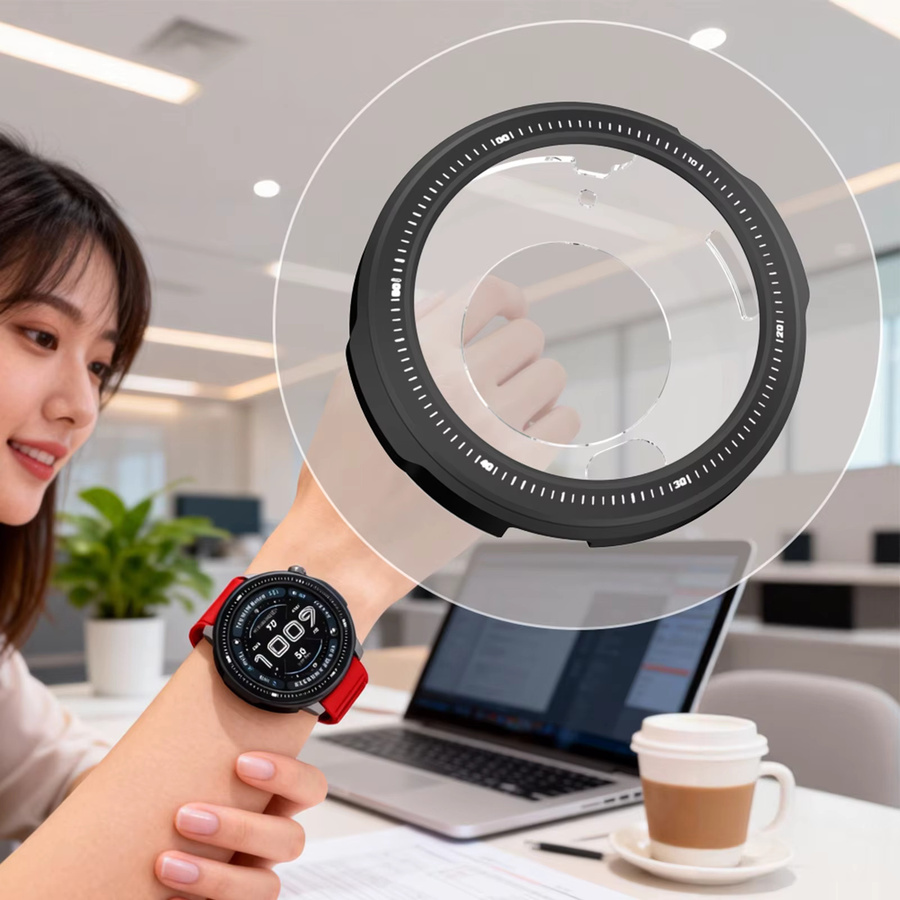 ALLOET Uhrenarmband für Amazfit Balance 2 Smartwatch, Edelstahl, Silikon, Schwarz - Bild 3