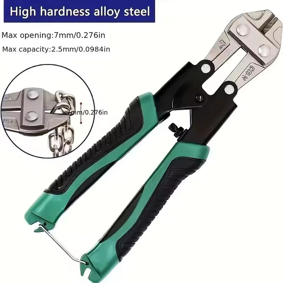 Ninth World Mini 8 Zoll Bolzenschneider Multitool aus Stahl als Kabelschneider und Seilklemmenzange - Bild 2