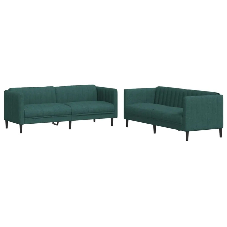 vidaXL 2-teilige Sofagarnitur modern in Dunkelgrün aus Stoff mit 2-Sitzer und 3-Sitzer - Bild 2