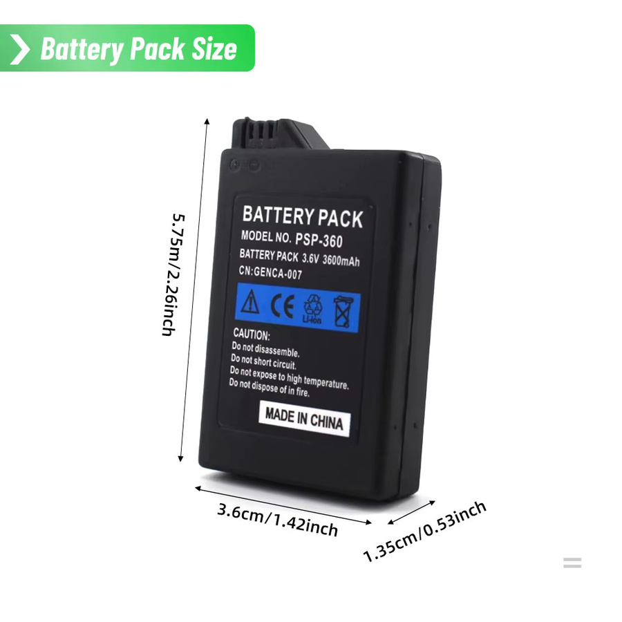 PUJIMAX Wiederaufladbarer Lithium-Ionen-Akku 3,6V 3600mAh in Schwarz für Sony PlayStation PSP-1000 und PSP1003 FAT - Bild 6